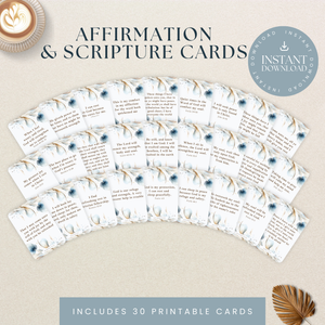 Rest and Renewal Biblical Affirmations & Scripture Cards Set - Digital Download