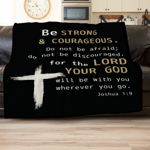 Black Joshua 1:9 Cross Prayer Blanket For Men