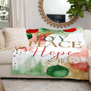 Joy Peace Hope Festive Christmas Blanket