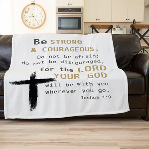 White Cross Joshua 1:9 Prayer Blanket For Men