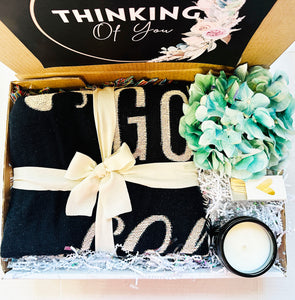 Thinking of You Care Package - Woven Blanket God is My Comforter
