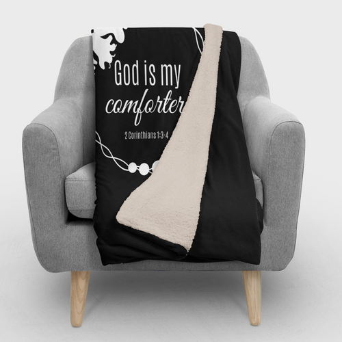God Is My Comforter Sherpa Throw Blanket